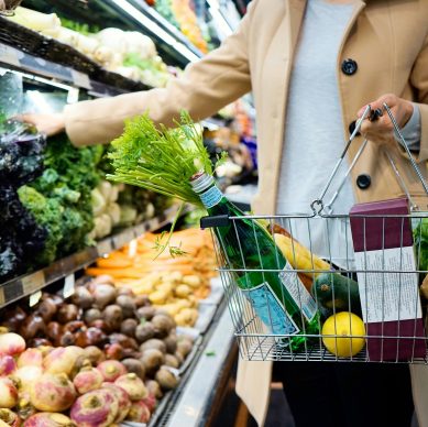 Buying vegetables at the grocery store