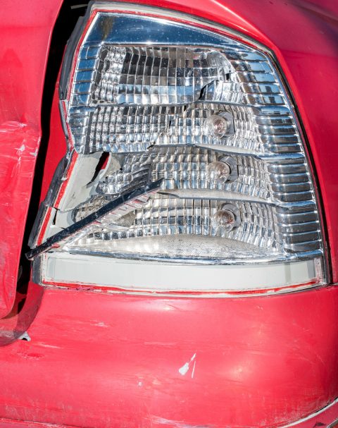 Broken car headlight